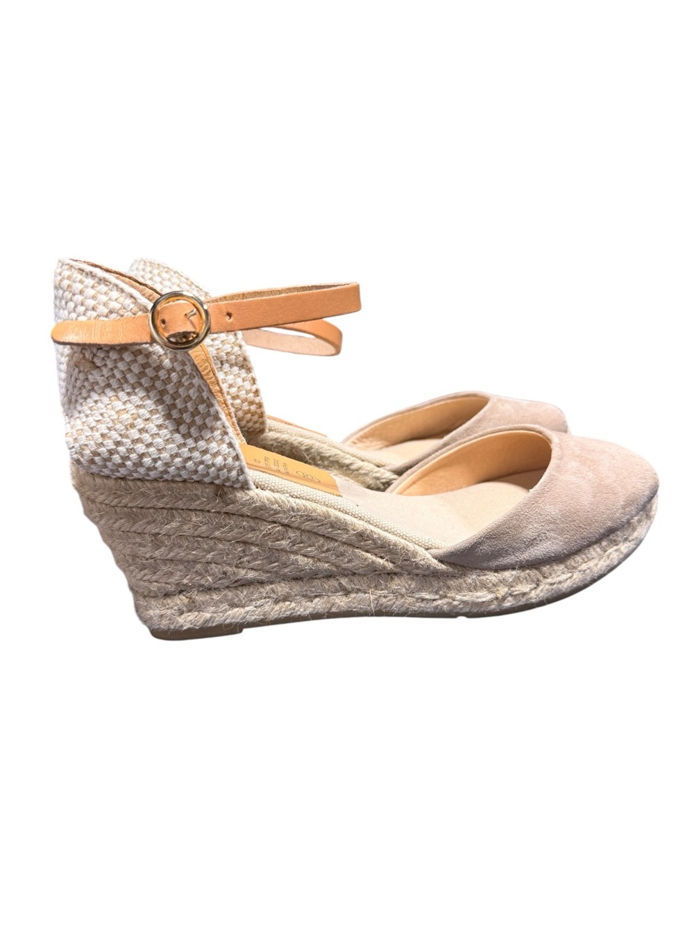 Kanna Suede Tan Jute Wedge Espadrille Sandal Size 38 / US 7.5 Event Wedding - Picture 3 of 9